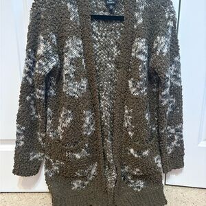 Boohoo Chunky Knit Cardigan in Brown and Gray